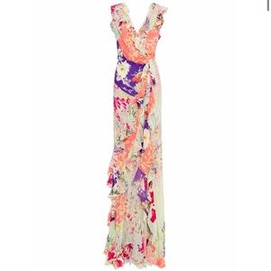 Stunning Etro twist ruffle floral silk gown it44